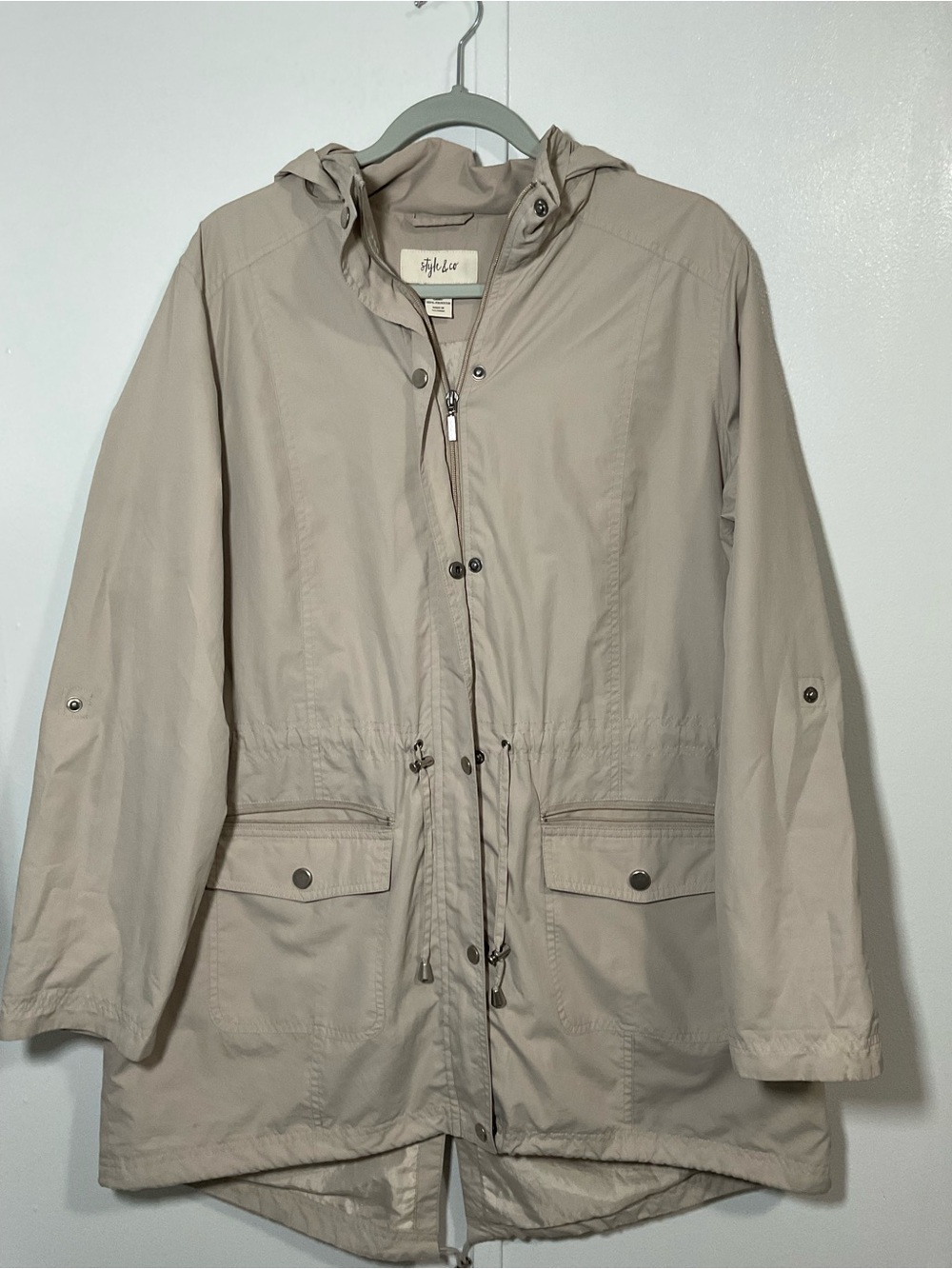 Style & Co. Light Beige Hooded Parka